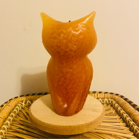 Vintage Owl Candle Mustard Yellow - Picture 3 of 3